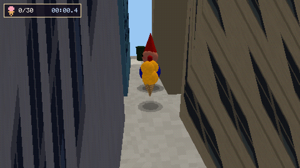 The dude finding the golden sundae hidden in a narrow alley between two tall buildings