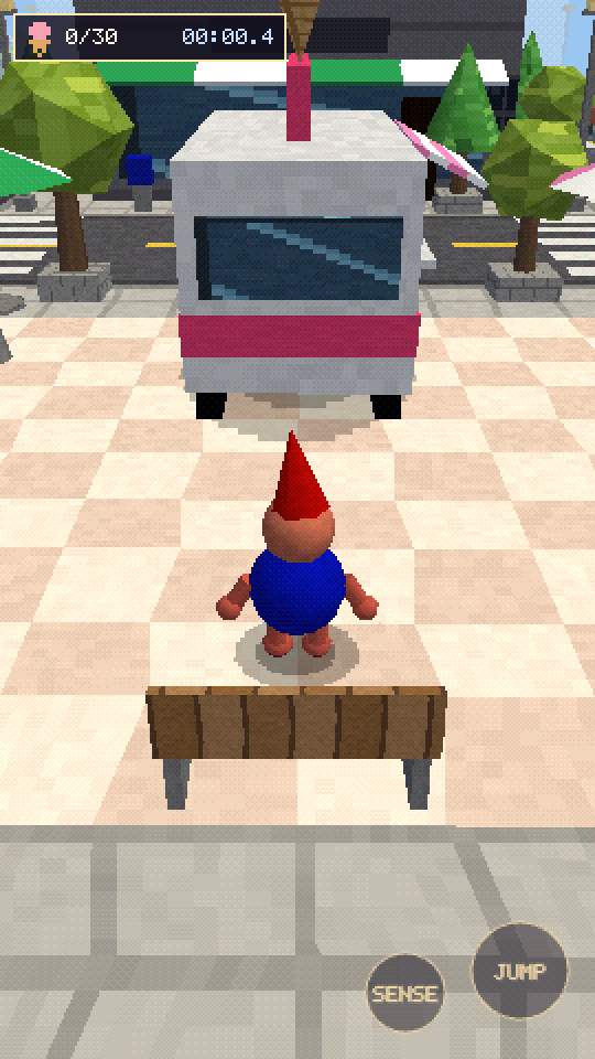 Portrait phone view in play with joystick and jump and sense buttons