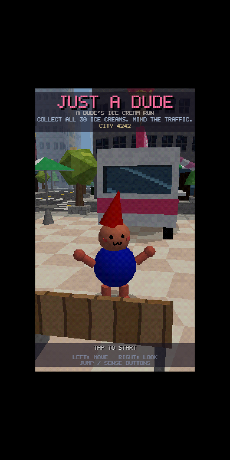 Portrait phone view of the title screen