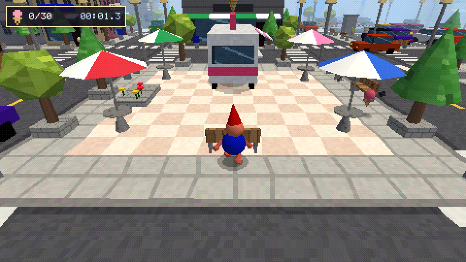 Running across the plaza